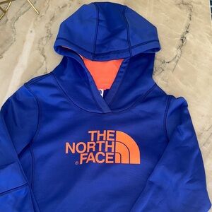 The North Face women’s Vibrant Blue Hoodie with Orange Accents